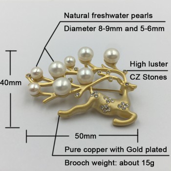 Sinya Natural freshwater round pearl beads strand necklace Chocker brooch jewelry set for Women Mum New years Christmas gift Hot