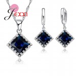 Jemmin Sterling Silver Bridal Jewelry Sets For Wedding Accessory Elegant Women Sapphire Pendant Necklaces And Earring Set
