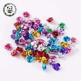 Mixed Color Aluminum Rose Flower Tiny Metal Beads for Jewelry Making DIY,about 6mm wide, 4.5mm high, hole: 1mm, about 950pcs/bag