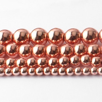 AAA Natural Stone Beads Rose Gold Hematite Beads For Jewelry Making 15inch 4/6/8/10mm Round bedas Diy Bracelet