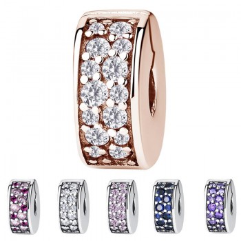 100% 925 Sterling Silver Beads Charm Shining Elegance Clips Pave CZ Charms Fit Original Pandora Bracelets Women Diy Jewelry