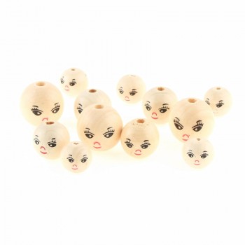 20pcs Smiling Face Wooden Beads Spacer Beading Beads for Baby DIY Crafts Kids Toys Pacifier Clip Jewelry Making DIY Pick Color