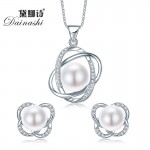 Top Quality Trendy Cross 925 Sterling Silver Jewelry Sets Pendant Necklace amp; Earring Big Pearl Pendant Earrings For Women Gift