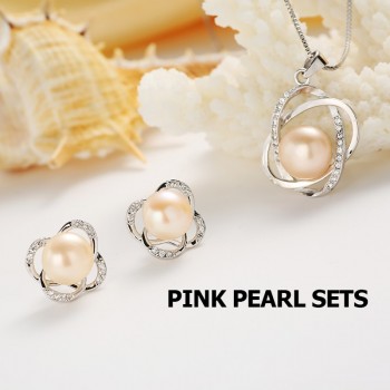 Top Quality Trendy Cross 925 Sterling Silver Jewelry Sets Pendant Necklace amp; Earring Big Pearl Pendant Earrings For Women Gift