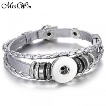 Hot Sale Leather Snap Button Bracelet 13 Colors Braided Leather Snap Bracelets for Women Men Buttons Jewelry