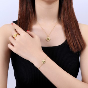 MoBuy Natural Gemstone Emerald 4pcs Jewelry Sets 100% 925 Sterling Silver Yellow Gold Fine Jewelry For Women Wedding V029EHNR