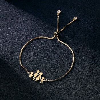RINHOO Gold Color Stainless Steel Bracelets For Women Bangle Chain Jewelry Wedding Bride Heart Rose Family Mother Bracelet Gift