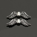 DoreenBeads 50 Pieces Antique Silver Color Angel Wing Charm Spacers Beads 23x7mm Jewelry Making Accessories For DIY (B05959)