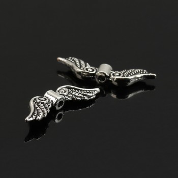 DoreenBeads 50 Pieces Antique Silver Color Angel Wing Charm Spacers Beads 23x7mm Jewelry Making Accessories For DIY (B05959)