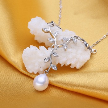FENASY Pearl Jewelry,Pink Jewelry Sets for Women Natural Pearl leaves Necklace/Earring,earings fashion jewelry box christmas