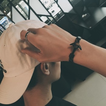 Fashion Black Anchor Bracelets Men Charm 550 Survival Rope Chain Paracord Bracelet Male Wrap Metal Sport Hooks