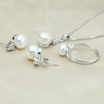 Freshwater Pearl Jewelry Sets 925 Silver Women,natural pearl jewelry 925 sterling silver jewelry girlfriend birthday best gift
