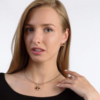 GEMS BALLET Natural Garnet Smoky Quartz Citrine Jewelry Set 925 Sterling Silver  Earrings Ring Set For Women Wedding Jewelry