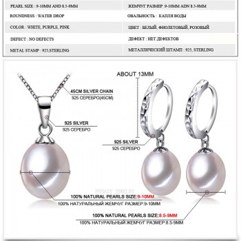 FENASY Pearl Jewelry,Pearl Pendant Necklace, Freshwater Pearl Earrings, with 925 Sterling Silver ,J00s