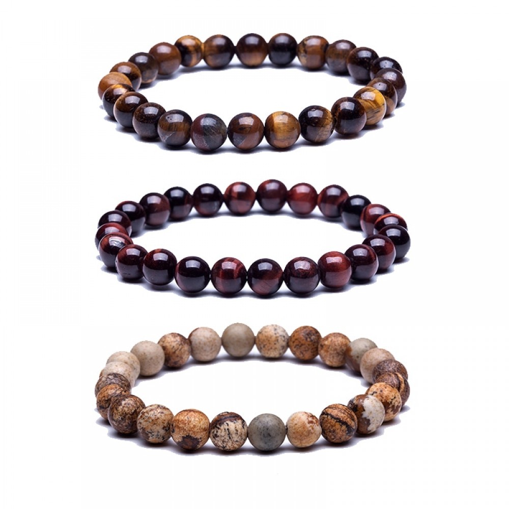 Natural Stone Beads Bracelets High Quality Tiger Eye Buddha Lava Round Beads Elasticity Rope Bracelets for women amp; men jewelry