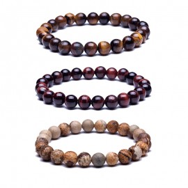 Natural Stone Beads Bracelets High Quality Tiger Eye Buddha Lava Round Beads Elasticity Rope Bracelets for women amp; men jewelry