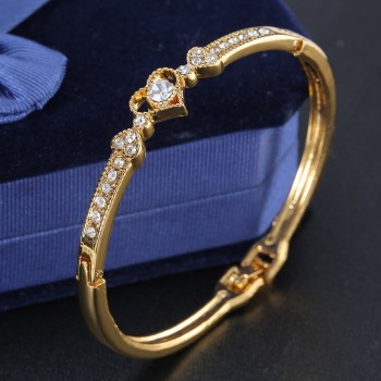 12 Styles Love Heart Bracelets Screw Bangles Women Stainless Steel Bracelet Bangle  Inlay Rhinestone Gold Silver Jewelry Gift