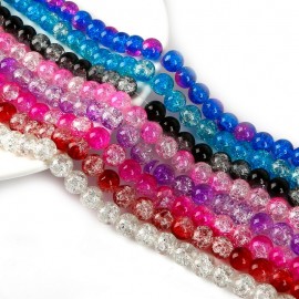 4mm/6mm/8mm/10mm Mixed Round Glass Beads Snow Cracked Quartz Crystal Beads Spacer Beads For DIY Jewelry Making 40cm/strand