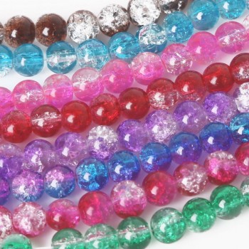 4mm/6mm/8mm/10mm Mixed Round Glass Beads Snow Cracked Quartz Crystal Beads Spacer Beads For DIY Jewelry Making 40cm/strand