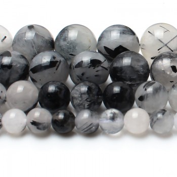 Natural Stone Beads Black Rutilated Quartz Round Beads For Jewelry Making 15inches/strand 6/8/10/12mm Pick Size