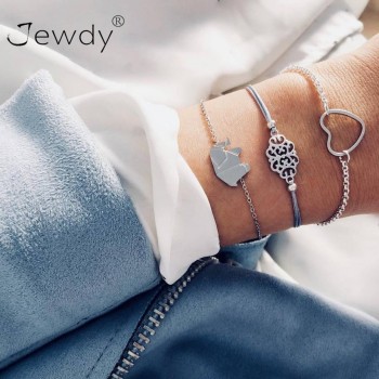 Multilayer Bohemian Handmade Pink Crystal Beads Bracelets for Women Vintage Fashion Heart Tassel Bracelet Bangles Jewelry Gifts