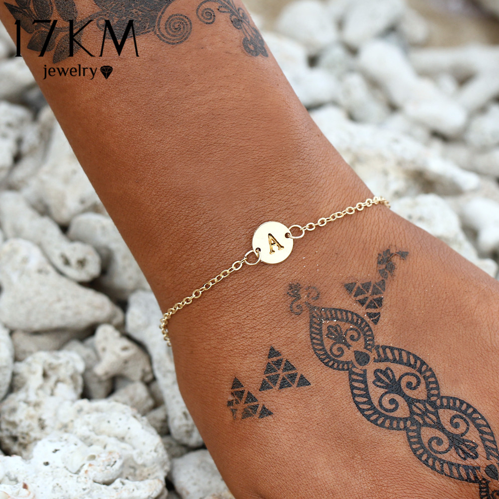 17KM Fashion Gold Color Letter Bracelet amp; Bangle For Women Simple Adjustable Name Bracelets Pulseras Mujer Jewelry Party Gifts