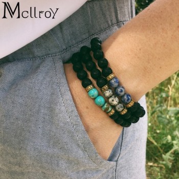Mcllroy Stone bracelet/men/for women/natural/lava/bead bracelets male bangle handmade custom size yaga jewelry bracelet homme