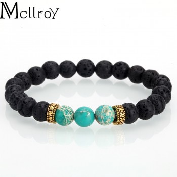 Mcllroy Stone bracelet/men/for women/natural/lava/bead bracelets male bangle handmade custom size yaga jewelry bracelet homme