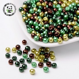 Mixed Color Pearlized Glass Pearl Beads for Jewelry Making DIY 4mm 6mm 8mm, Hole: 1mm; about 100-400pcs/bag