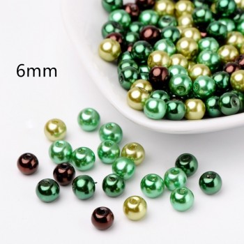 Mixed Color Pearlized Glass Pearl Beads for Jewelry Making DIY 4mm 6mm 8mm, Hole: 1mm; about 100-400pcs/bag