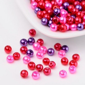Mixed Color Pearlized Glass Pearl Beads for Jewelry Making DIY 4mm 6mm 8mm, Hole: 1mm; about 100-400pcs/bag
