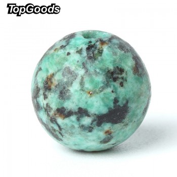 TopGoods Natural Gemstone Beads Green African Turquoise Stone Loose Rosary Beads 6/8/10mm Round Gem Stone For Bracelet Making