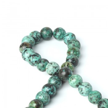 TopGoods Natural Gemstone Beads Green African Turquoise Stone Loose Rosary Beads 6/8/10mm Round Gem Stone For Bracelet Making