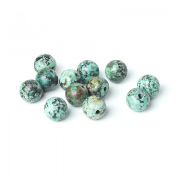 TopGoods Natural Gemstone Beads Green African Turquoise Stone Loose Rosary Beads 6/8/10mm Round Gem Stone For Bracelet Making