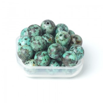 TopGoods Natural Gemstone Beads Green African Turquoise Stone Loose Rosary Beads 6/8/10mm Round Gem Stone For Bracelet Making