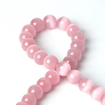 Christmas Gift Charms Opal Moonstone Pink Cats Eye Beads Round Loose Bead 6/8/10mm Quartz Birthstone for Women Bracelet Making