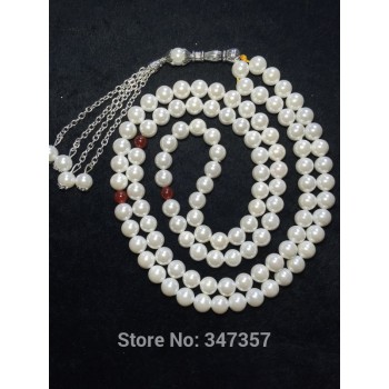 Buddhism 108 Beads  Pearl Shell Material  8mm Size Prayer Beads Islamic Muslim Tasbih Allan Misbaha Sibha Free shipping