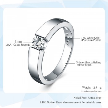 Rose Gold Color CZ Crystal High Polish Wedding Band Ring for Man and Woman R400 Xmas Fashion Jewelry