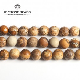 Natural Picture Jasper Matte Round Beads 4 6 8 10 12mm Pick size Faceted Semi-precious Stone Of DIY For Jewelry Accessory Making