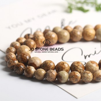 Natural Picture Jasper Matte Round Beads 4 6 8 10 12mm Pick size Faceted Semi-precious Stone Of DIY For Jewelry Accessory Making
