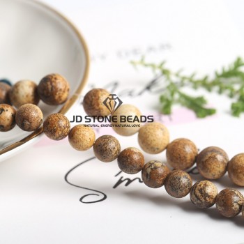Natural Picture Jasper Matte Round Beads 4 6 8 10 12mm Pick size Faceted Semi-precious Stone Of DIY For Jewelry Accessory Making