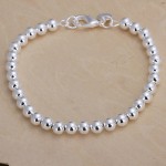Silver plated 6MM CHAIN 925 bead bracelet fashion charm Women lady jewelry cute nice pretty wedding birthday gift H114