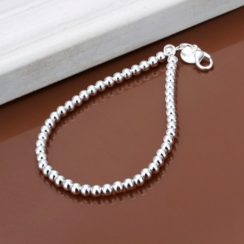 Silver plated 6MM CHAIN 925 bead bracelet fashion charm Women lady jewelry cute nice pretty wedding birthday gift H114