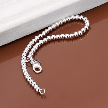 Silver plated 6MM CHAIN 925 bead bracelet fashion charm Women lady jewelry cute nice pretty wedding birthday gift H114