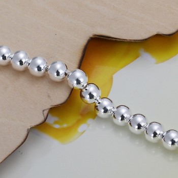 Silver plated 6MM CHAIN 925 bead bracelet fashion charm Women lady jewelry cute nice pretty wedding birthday gift H114