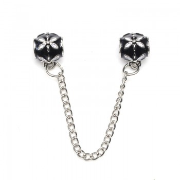 TOGORY 2018 Authentic Silver Color Cute Mickey Clear CZ Safety Chain Charm Beads Fit Original Fine Bracelet Bangle Jewelry