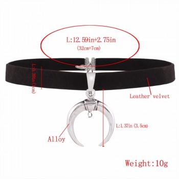2018 New Design Black Velvet Ribbon Choker Necklace Gothic Handmade With Charm Moon Pendant Gothic Emo For Women Collares Mujer