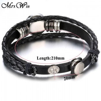 Hot Sale Snap Button Bracelet Bangle Snap Leather Bracelet Retro Handmade Braided Leather Bracelet fit 18MM Snap buttons jewelry