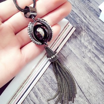 2016 New Women New Fashion All-match Sweater Chain Necklace Tassel Sweater Long Cross Pendant Necklace Accessories