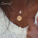 3 PCS/Set Boho Shell Pendant Necklace for Women Long Chain Round Charm Statement Choker 2019 Collares Necklace Wedding Jewelry